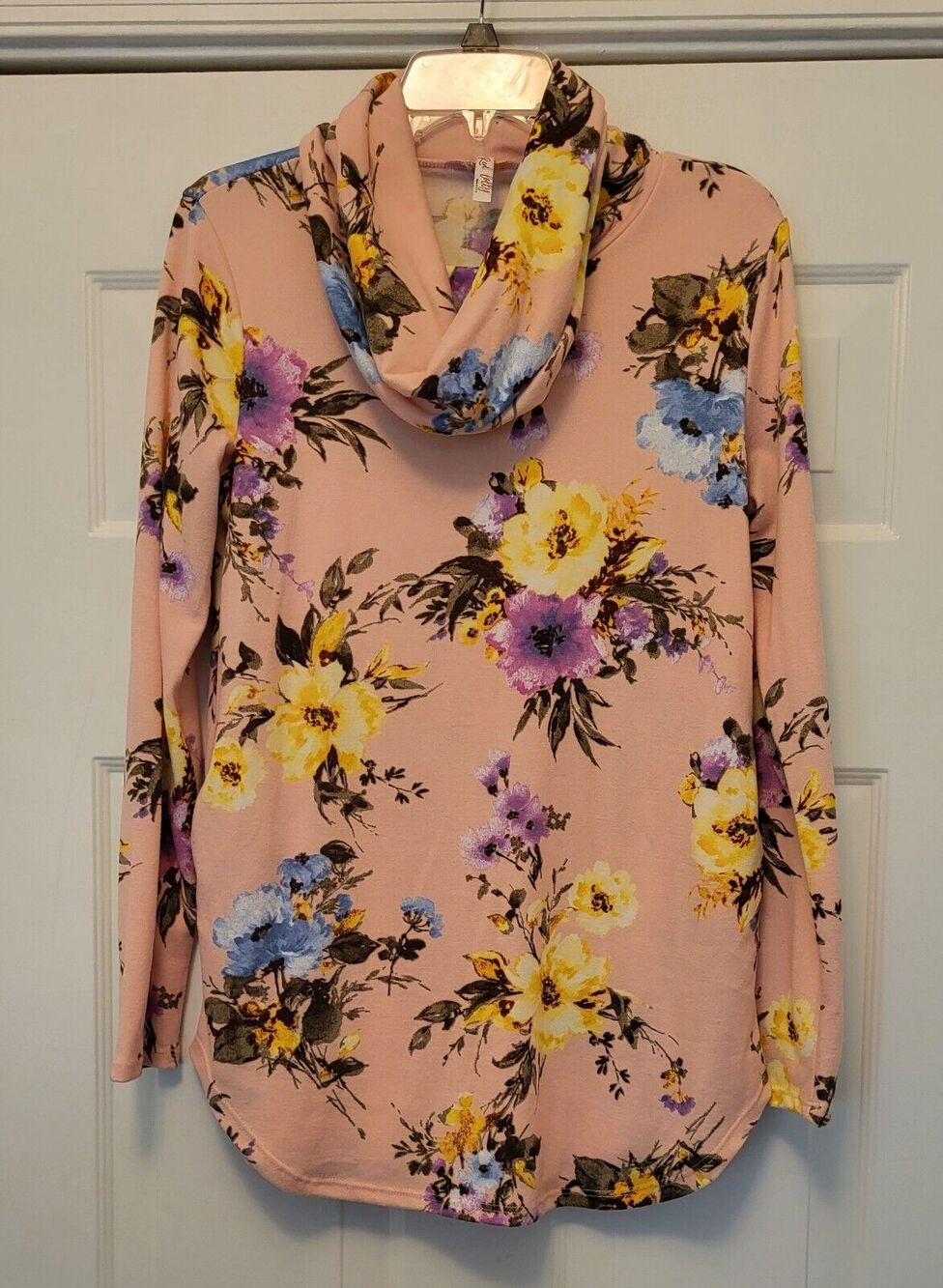 NWOT Red Lolly Women's Pink Floral Long Sleeve Cowl Neck Blouse Size L